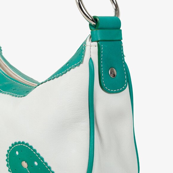 Burberry Shades of Green Vintage Brogue Hobo Shoulder Bag - Picture 7 of 14